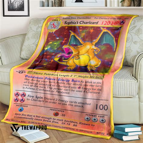 Anime Pokemon Sophias Charizard First Edition Blanket Pixeltee