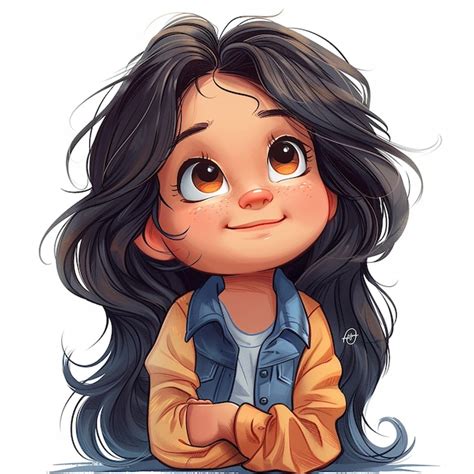 Un Dibujo De Una Chica Con El Cabello Largo Y Una Camisa Que Dice