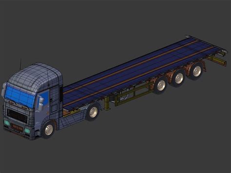 Generic Flatbed Trailer Truck D Model Cgtrader