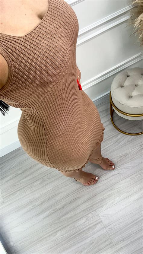 Vestido Tricot Modal Canelado Nude Roberta Studio Feminino Grazi