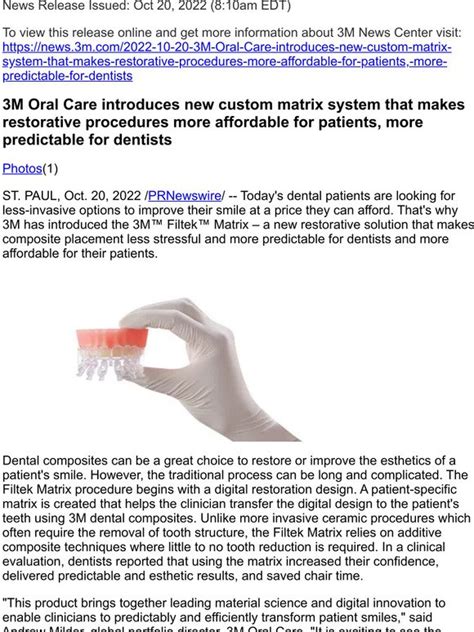 3m United Kingdom Plc 3m Oral Care Introduces New Custom Matrix System That Makes Restorative