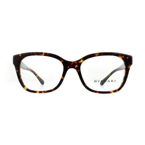 Bvlgari Rectangular Dark Havana Womens Glasses Frames