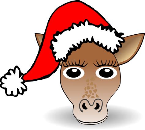 Clipart - Funny Giraffe Face Cartoon with Santa Claus hat