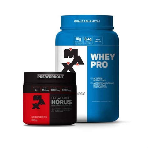 Kit Whey Pro Kg Pr Treino H Rus G Max Titanium