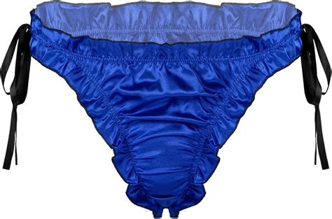 iiniim Homme String Sexy Slip Plisée Satin Dentelle Taille Basse Serré Bikini Culotte Lingerie