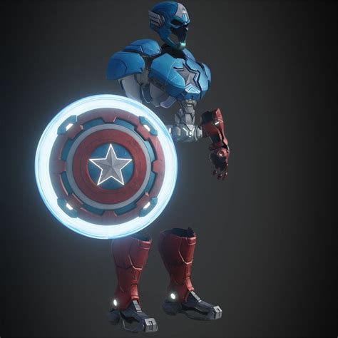 Marvel Rivals Captain America Full Armor and Shield for Cosplay 3D