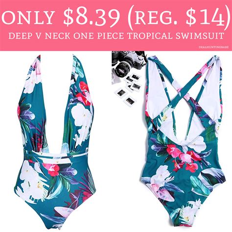 Deep V Neck One Piece Tropical Swimsuit Deal Hunting Babe