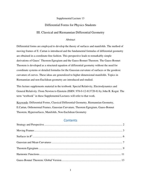 (PDF) Differential Forms for Physics Students III. Classical and ...