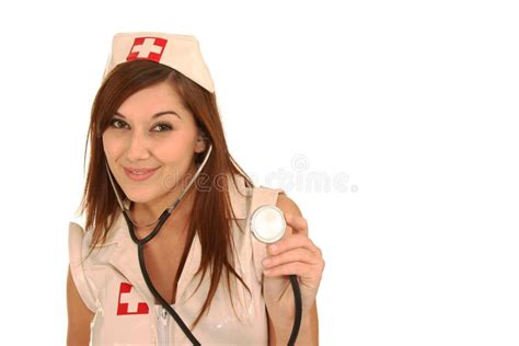 Beautiful Brunette Nurse Stock Photo Image Of Isolated