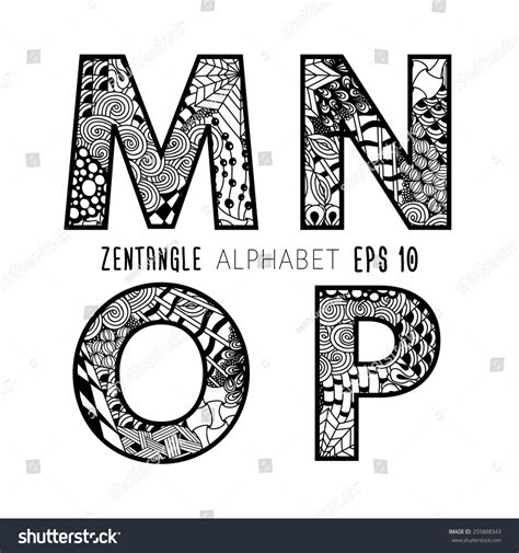 Vector Set Zentangle Letters Doodle Alphabet เวกเตอร์สต็อก ปลอดค่าลิขสิทธิ์ 255888343