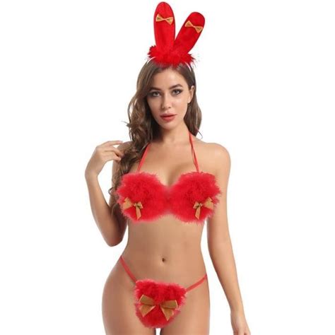 Iixpin Femme Lingerie Sexy Noël Cosplay Costume Mère Noël Coquin Tenue Déguisement Adulte