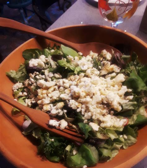 Mixed Greens Salad With Honey Baked Feta Radishes And Snap Peas