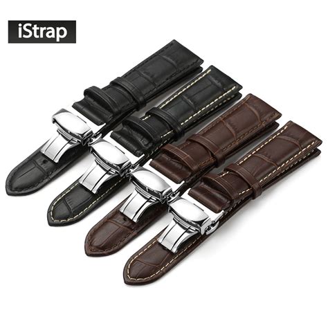 Genuine Leather Watchband With Butterfly Buckle Bands Strap Witty