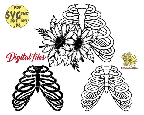 Flower Rib Cages Svg File Ribcage Svg Rib Cage Floral Cut File