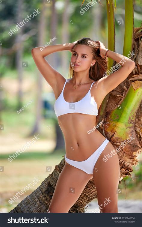 Closeup Portrait Beautiful Girl White Bikini Stock Photo 1735845356 Shutterstock