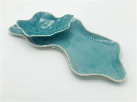 Wavy Turquoise Appetizer Set Kate Tremel Clay Clay Small Bowls