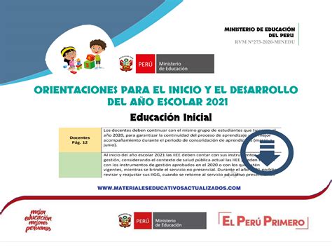 Orientaciones Para El Inicio Y El Desarrollo Del Año Escolar 2021