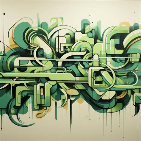 Graffiti art of a green and white design with a lot of green and white ...