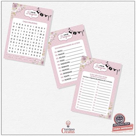 Kit 3 Brincadeiras de Chá de Pangerie Panela Lingerie Rosê