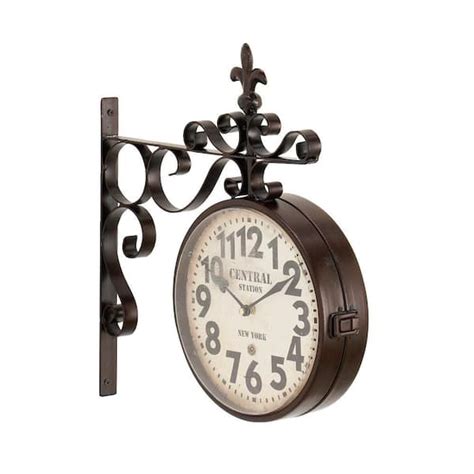 Litton Lane Black Metal Vintage Style Analog Wall Clock With Scroll