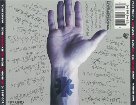 Encarte Red Hot Chili Peppers Blood Sugar Sex Magik Encartes Pop