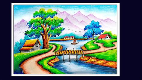 Beautiful Scenery Drawing With Oil Pastels For Beginners - STYLISH DRAWING