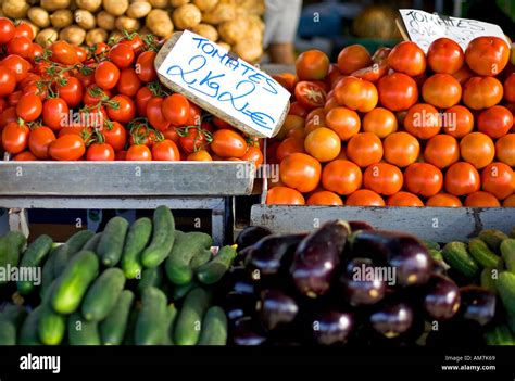 Fruit And Vegetables On A Market Stall In Spain Stock Photo Alamy