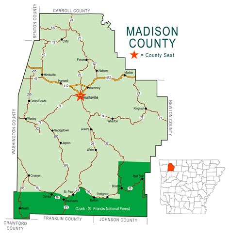 Madison County Map - Encyclopedia of Arkansas