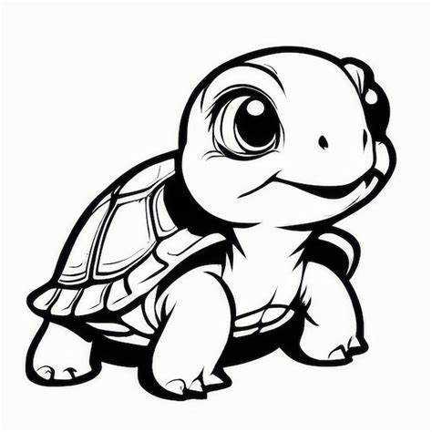 Un Dibujo En Blanco Y Negro De Una Tortuga Con Un Gran Ojo Vector