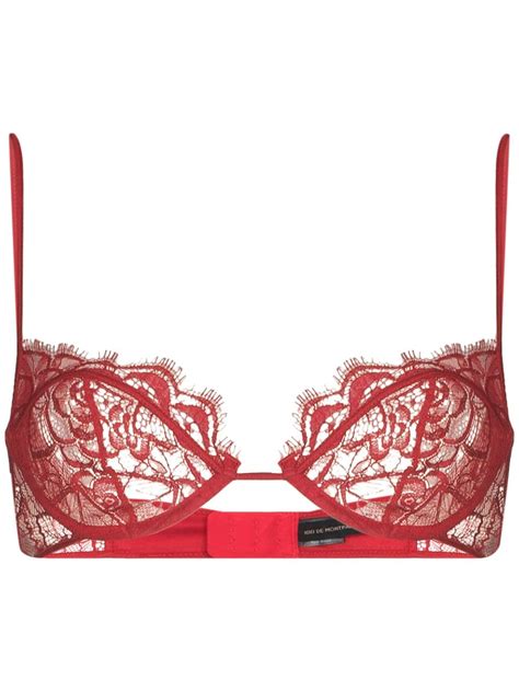 Kiki De Montparnasse Demi Cup Lace Bra Red Farfetch