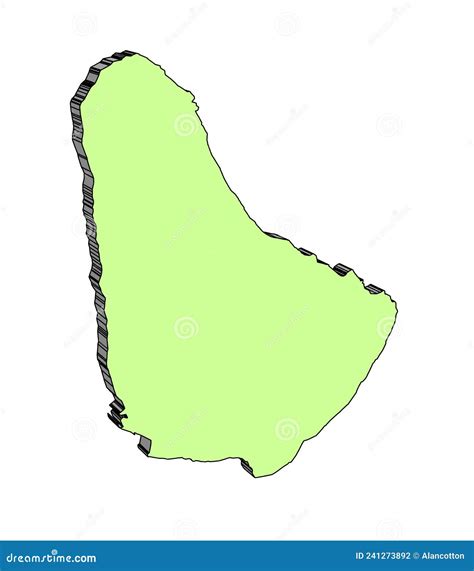 Barbados Island In 3D Render Silhouette Vector Illustration