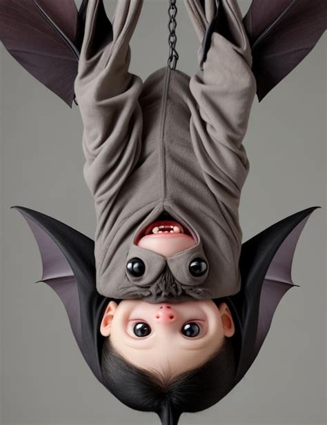 Premium AI Image | adorable baby vampire bat hanging upside down with a cute smile