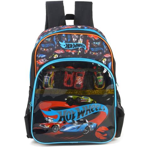Mochila Bolsa Escolar Infantil Hot Wheels Preta Luxcel Shopee Brasil