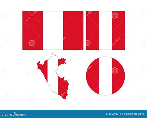 De Vlag En De Kaart Van Peru Republiek Peru Vector Illustratie