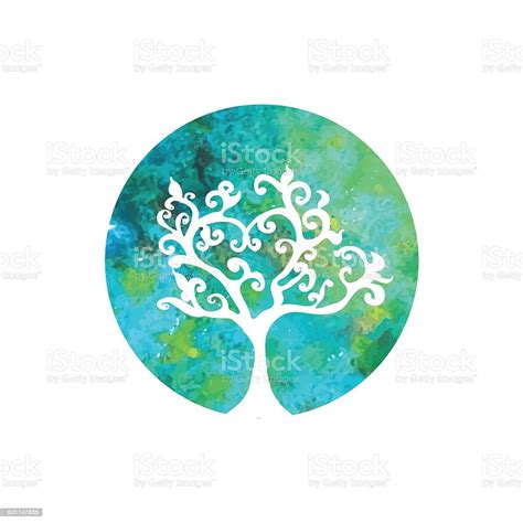 Watercolor Tree Vector Logo Stock Illustration - Download Image Now - 2015, Abstract, Bright ...