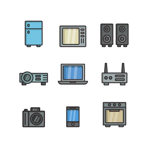 Conjunto De Objetos Tecnológicos Ilustrados En Vector Sobre Fondo