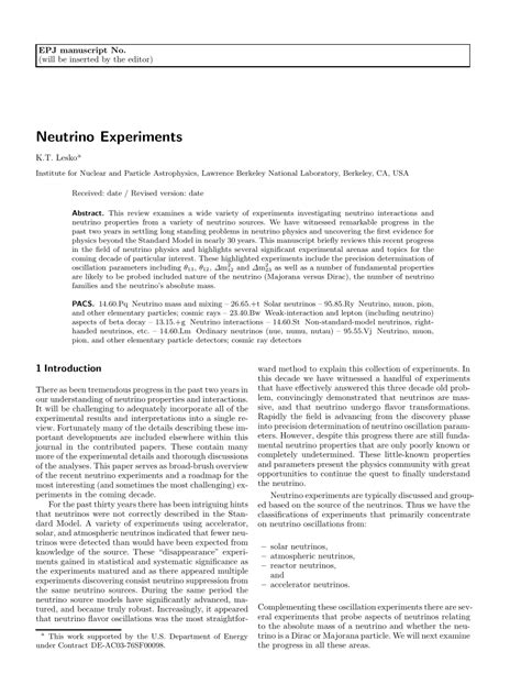 (PDF) Neutrino experiments