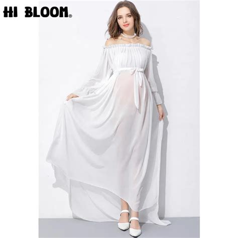 Womens Sexy Off Shoulder Long Sleeve Maternity Dress For Photography