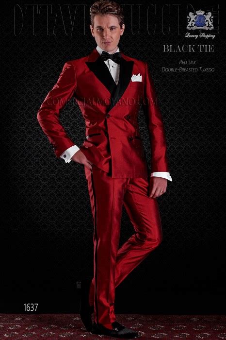 Tuxedo Double Breasted Red Shantung Mario Moreno Moyano