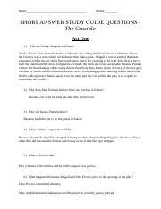 The Crucible Study Guide Questions 2 Docx Name Period SHORT ANSWER