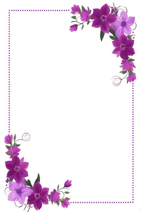 Purple Flower Border Frame Png Transparent Background Ai Generative