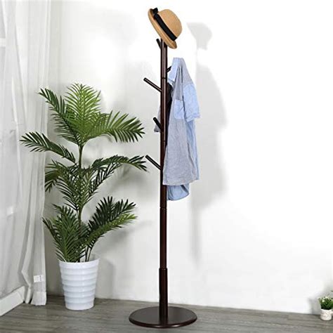 Vlush Sturdy Wooden Coat Rack Stand Entryway Hall Tree Coat Tree With