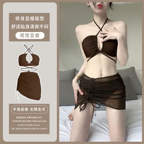 Ready Stock Seckill Swimsuit Women Summer Hot Selling Sexy Bikini Three Piece Suit Laced Up
