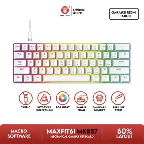 Fantech Maxfit Rgb Wired Mechanical Keyboard Keys Hot Swappable Type C Programmable