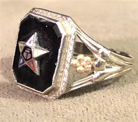 Vintage 10k Order Of The Eastern Star Ring Gem