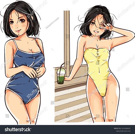 Anime Bikini Sexy Girl Drawing Vector Stock Vector Royalty Free