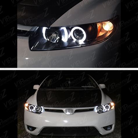 2006 2011 Honda Civic 2D Coupe FG Black Halo Angel Eye Projector