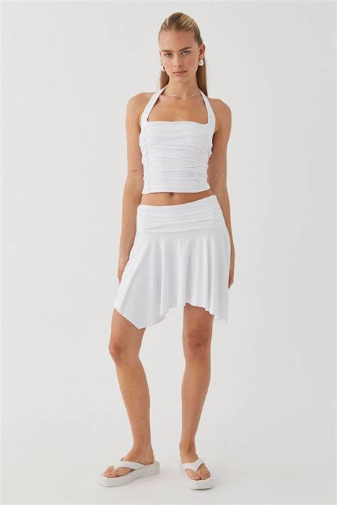 Summer Ruched Halter Top White Supré T Shirts Vests And Camis