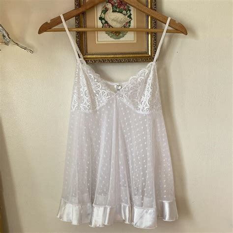 White Polka Dot Lingerie Top Size Medium Message Me Depop