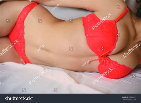 Beautiful Sexy Girl Curly Hair Lingerie Stock Photo